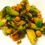 Maple Brussel Sprouts With Chickpeas and Walnuts.