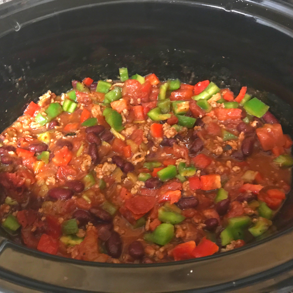 Low-Carb Chili in The Crock Pot Before Cooking for 8 hours