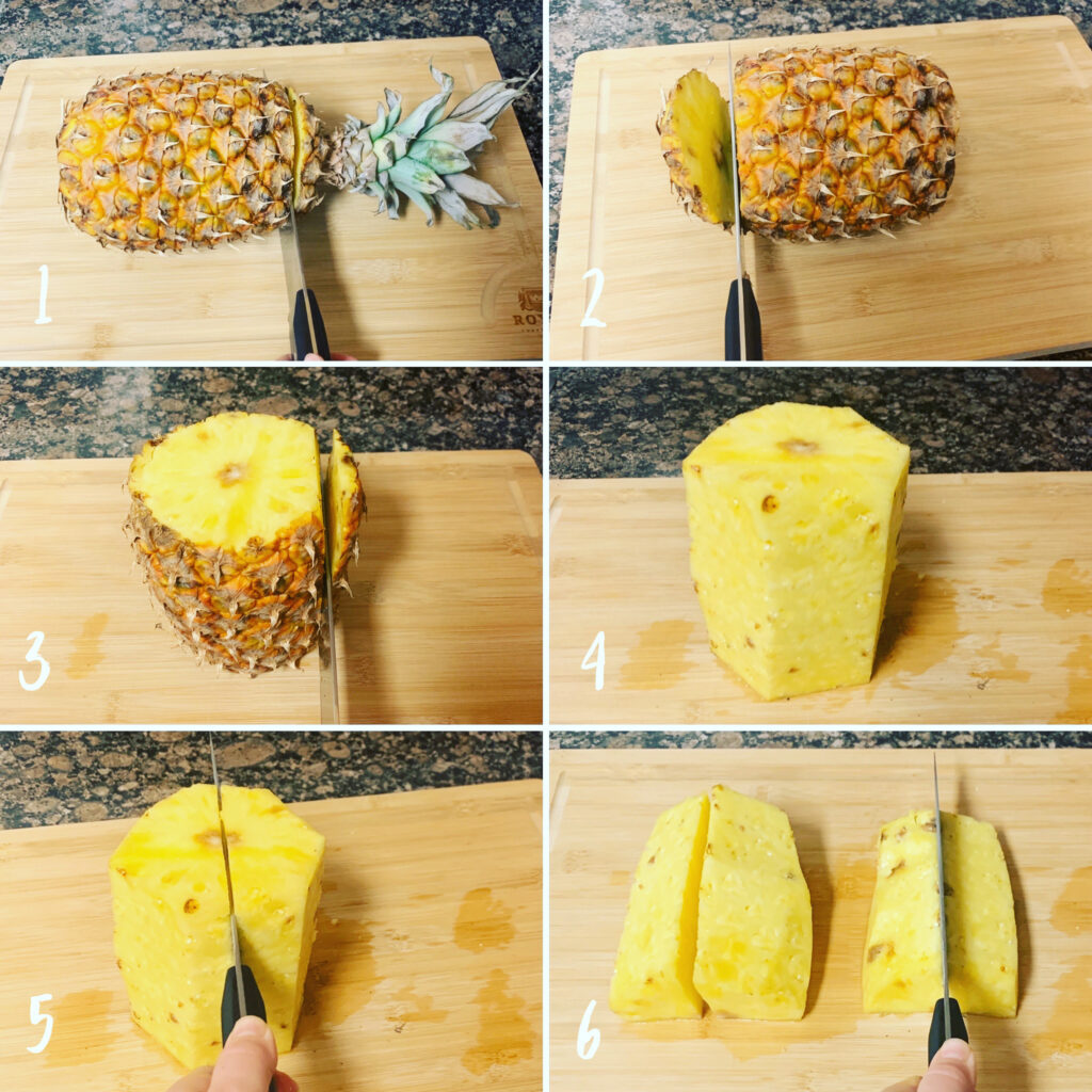 How to Properly Cut a Pineapple. Steps 1 - 6.