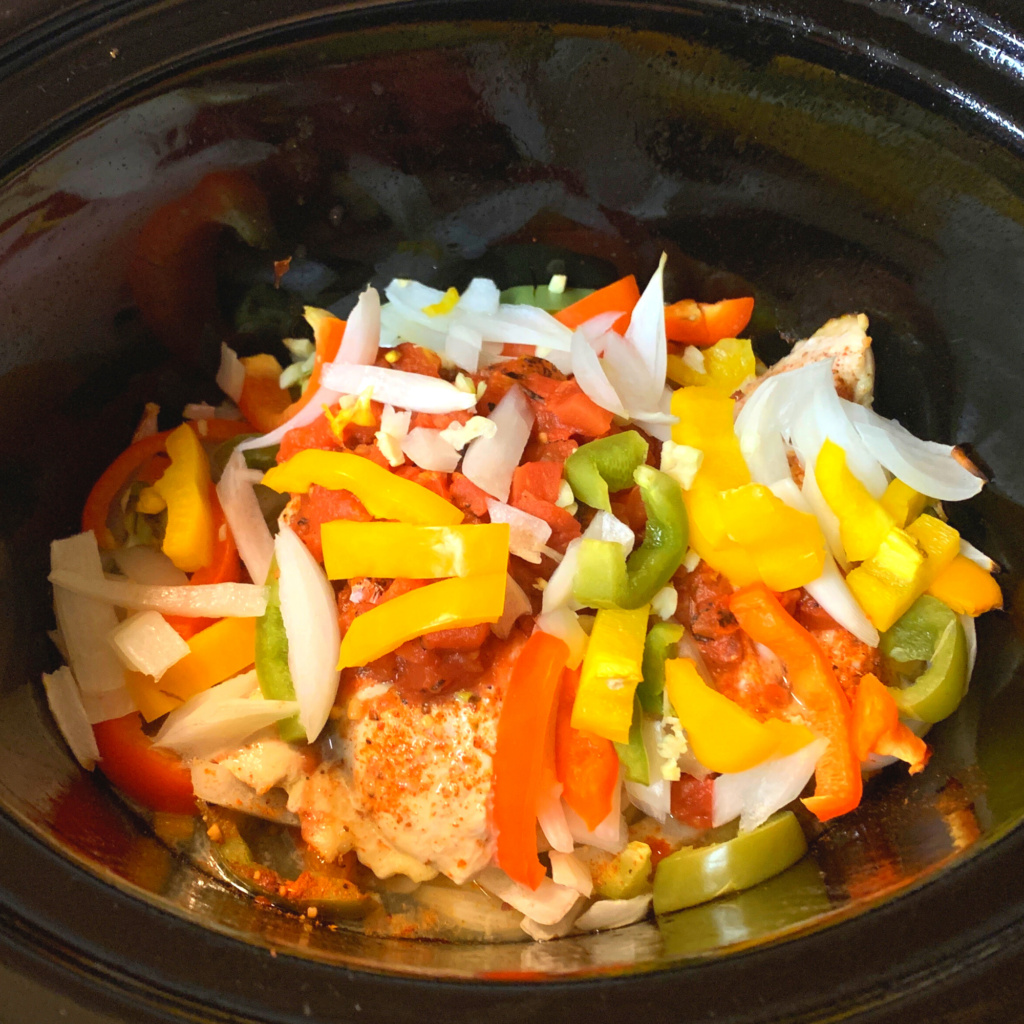 Slow Cooker Shredded Chicken Tacos With Avocado Lime Crema. Before Cooking.