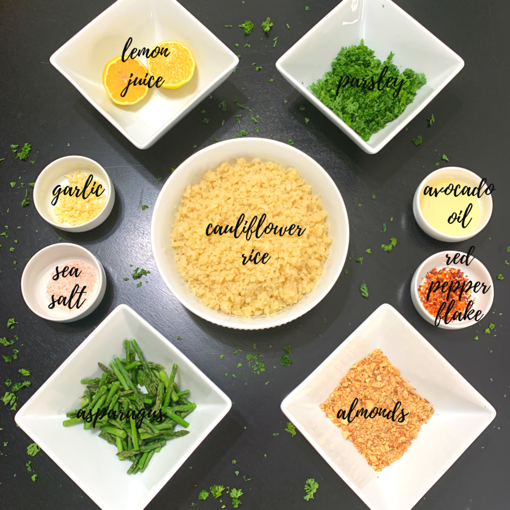 Mediterranean Cauliflower Rice Recipe Ingredients.