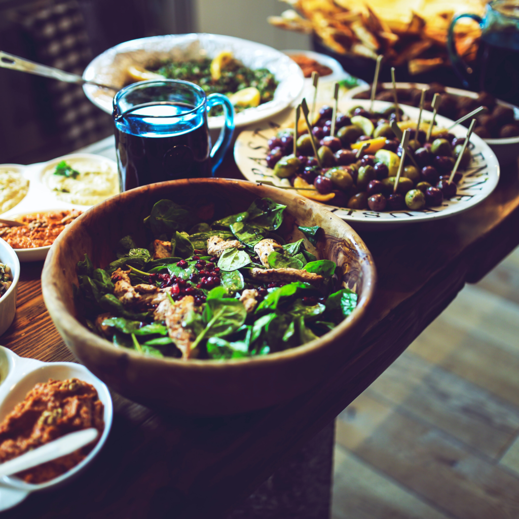 How to Attend an Event Without Overeating. Food Spread.