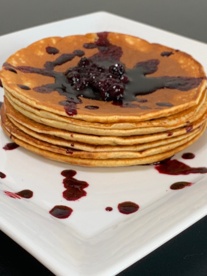 Protein Pancakes With Fresh Blueberry Syrup Recipe