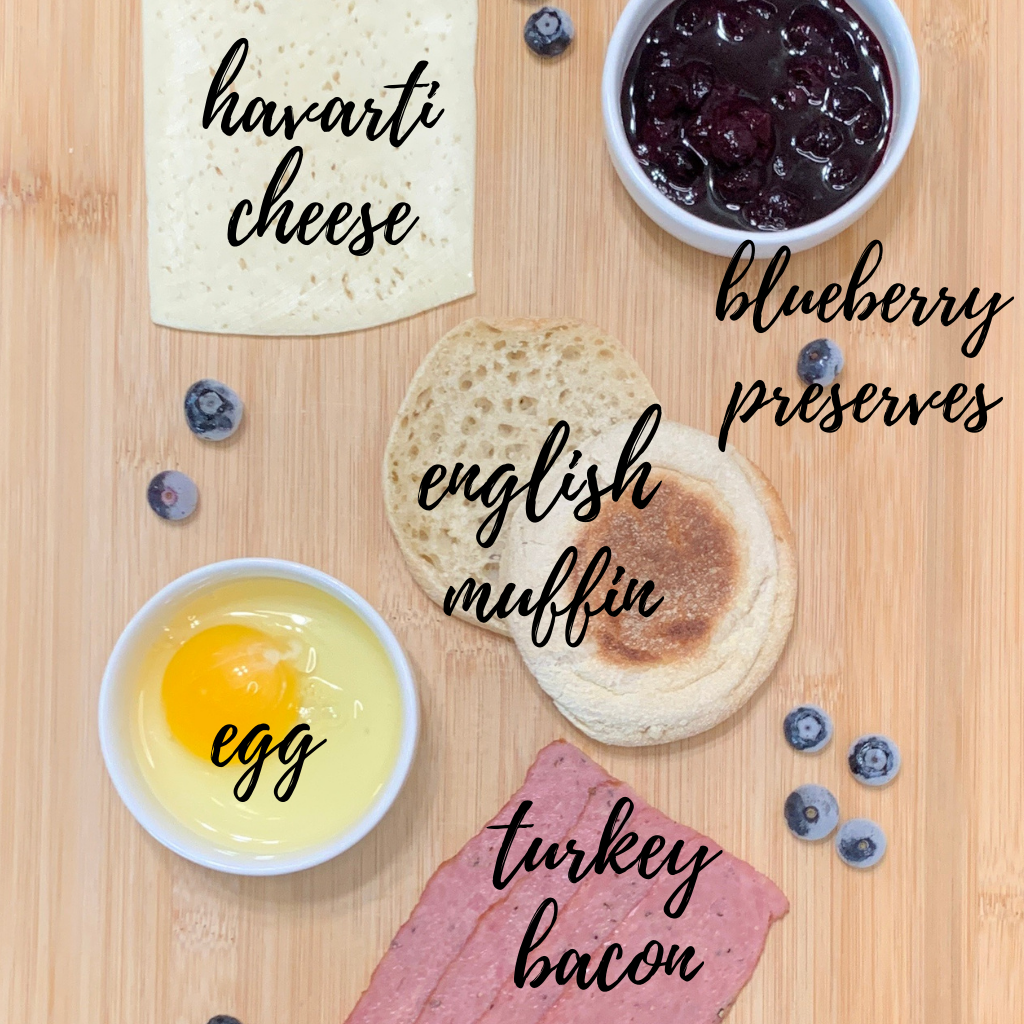 Blueberry Egg and Havarti English Muffin Ingredients
