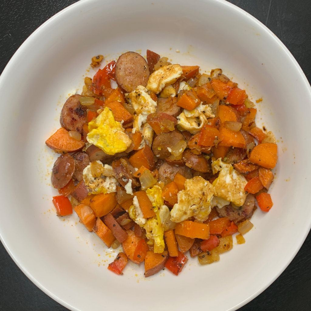 Sweet Potato and Chicken Sausage Scramble Recipe