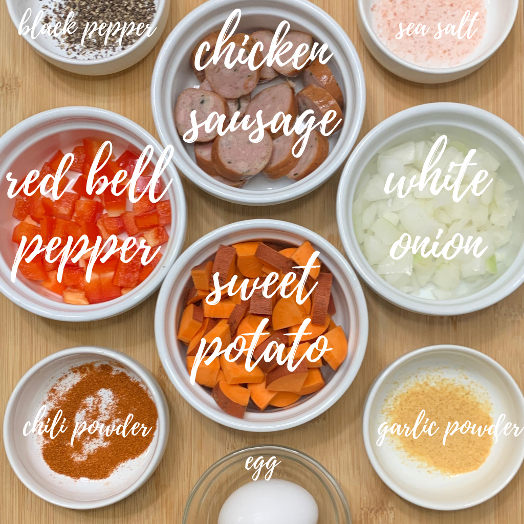 Sweet Potato and Chicken Sausage Scramble - Ingredients